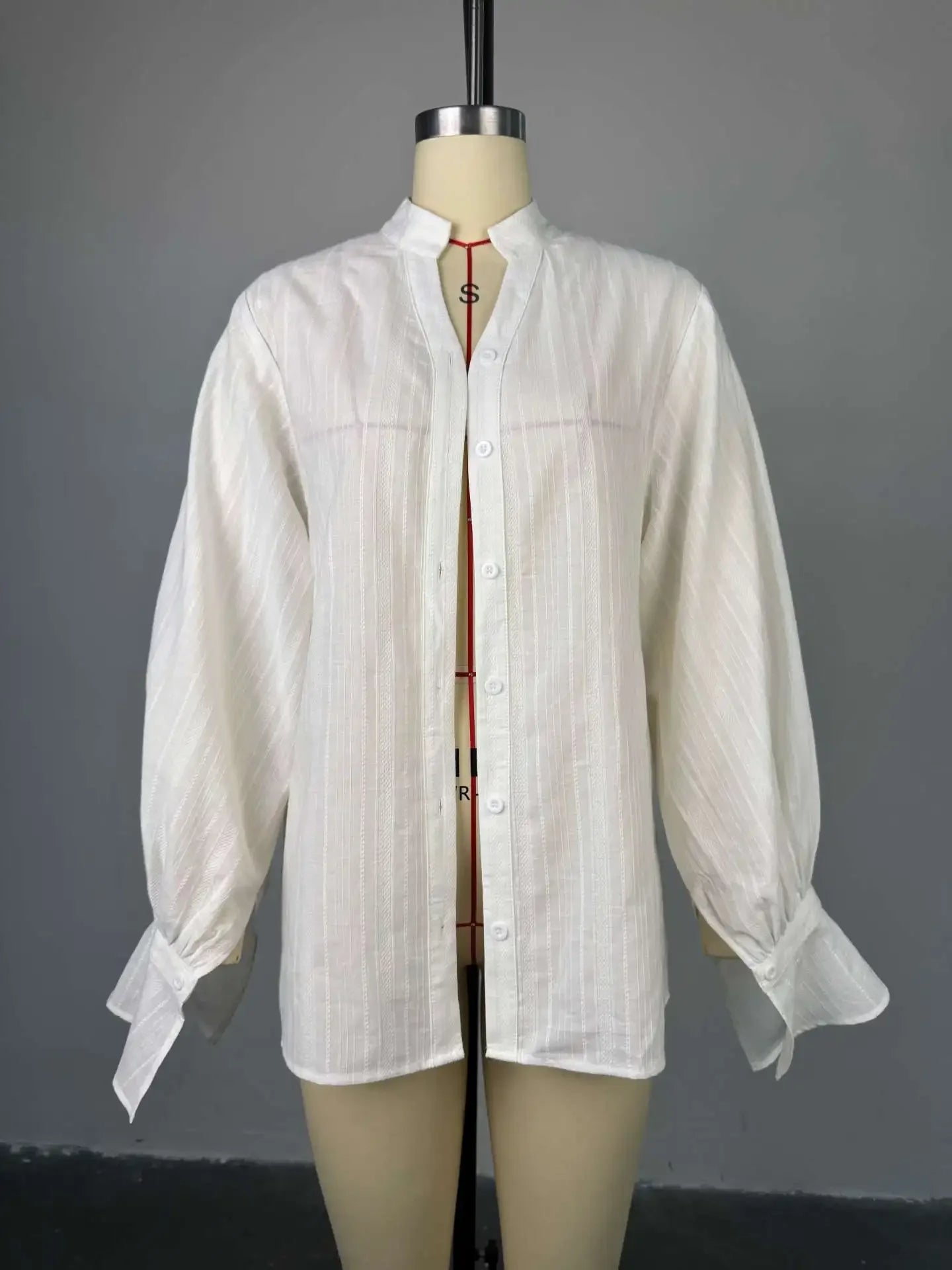 Fashion White Women Long Sleeve Cotton Chic Oversize Blouse - Easydrop
