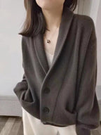 Female Cashmere V - neck loose lazy wind sweater coat - Easydrop