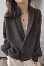 Female Cashmere V - neck loose lazy wind sweater coat - Easydrop