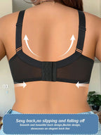 Floral Lace Wireless Padded Full Cup Bra with Comfortable Breathable Mesh Cups - Easydrop