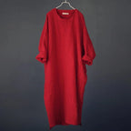 johnature-women-vintage-cotton-linen-long-sleeve-long-dress-5022869 - Easydrop