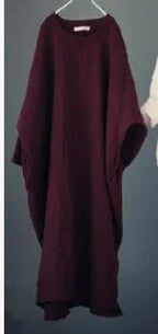 johnature-women-vintage-cotton-linen-long-sleeve-long-dress-9822305 - Easydrop