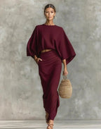 New Fashion, Bat Sleeve Casual Shirt + Skirt Suit for Women . - Easydrop