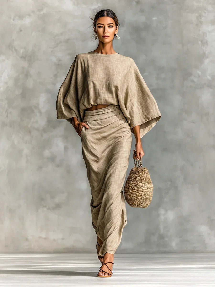 New Fashion, Bat Sleeve Casual Shirt + Skirt Suit for Women . - Easydrop