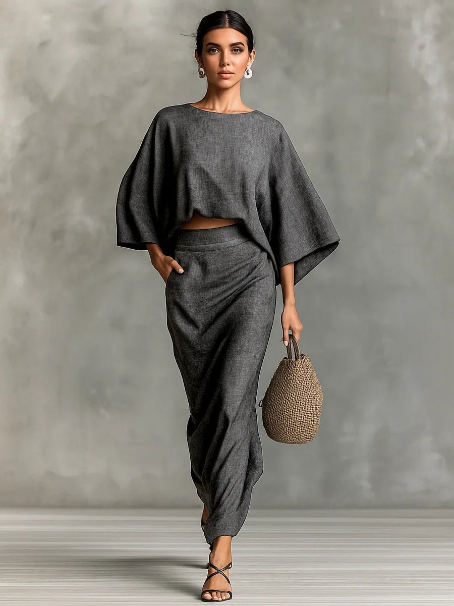 New Fashion, Bat Sleeve Casual Shirt + Skirt Suit for Women . - Easydrop