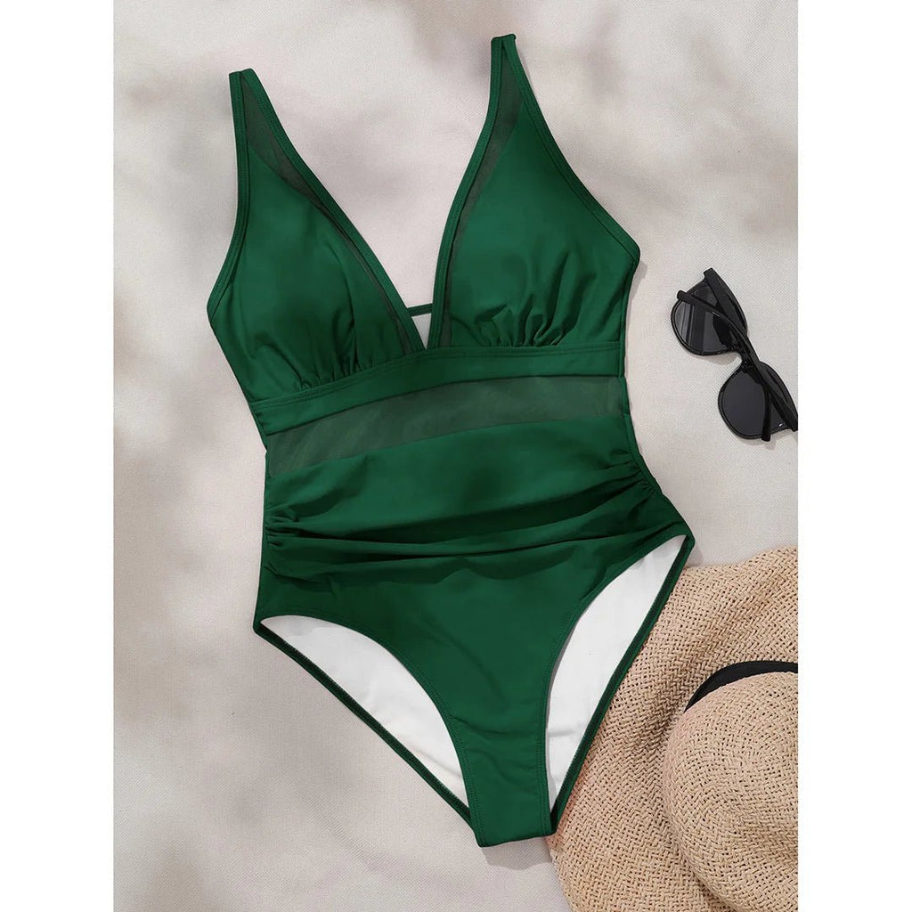 new-sexy-mesh-sheer-v-neck-women-one-piece-swimsuit-3285504 - Easydrop