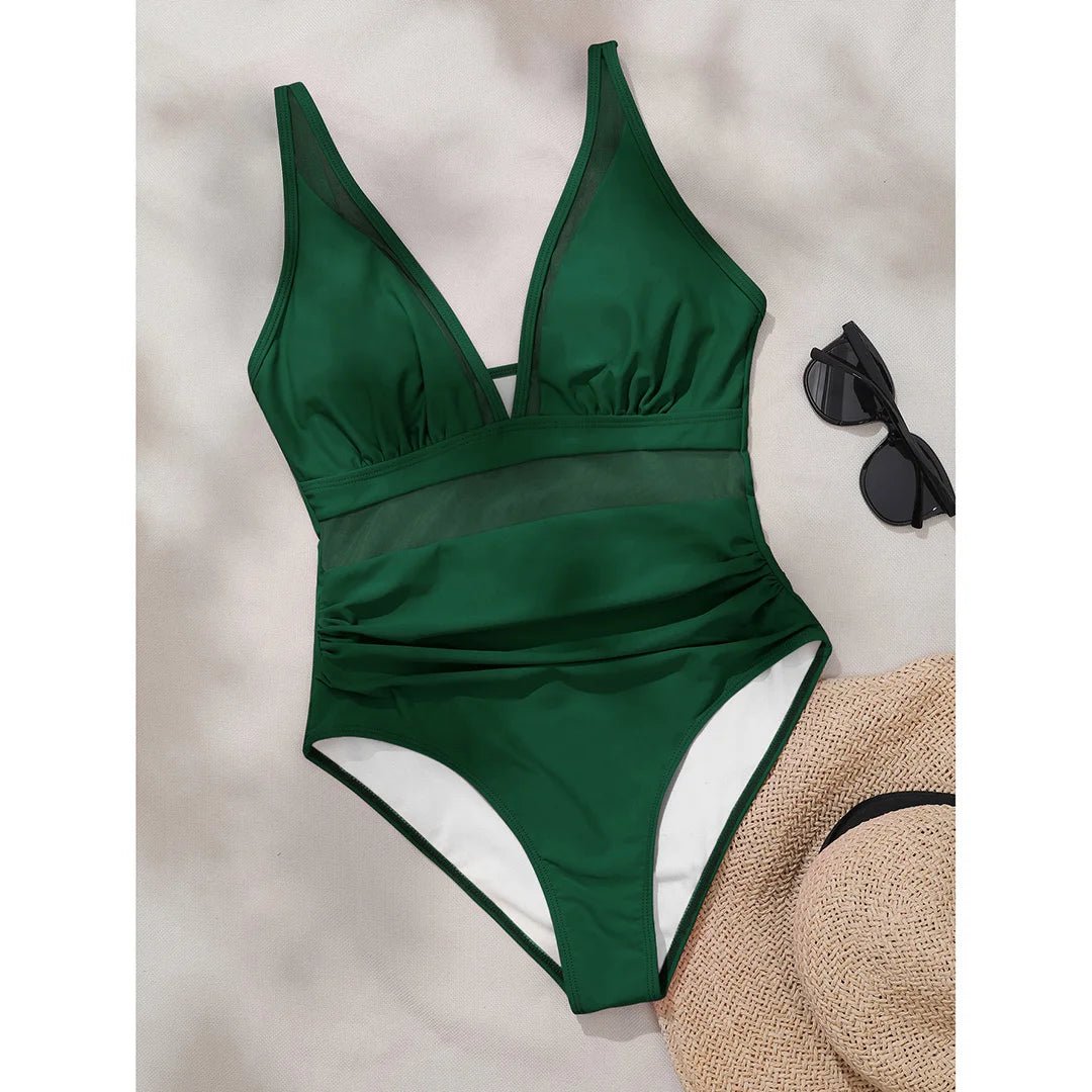 new-sexy-mesh-sheer-v-neck-women-one-piece-swimsuit-3285504 - Easydrop
