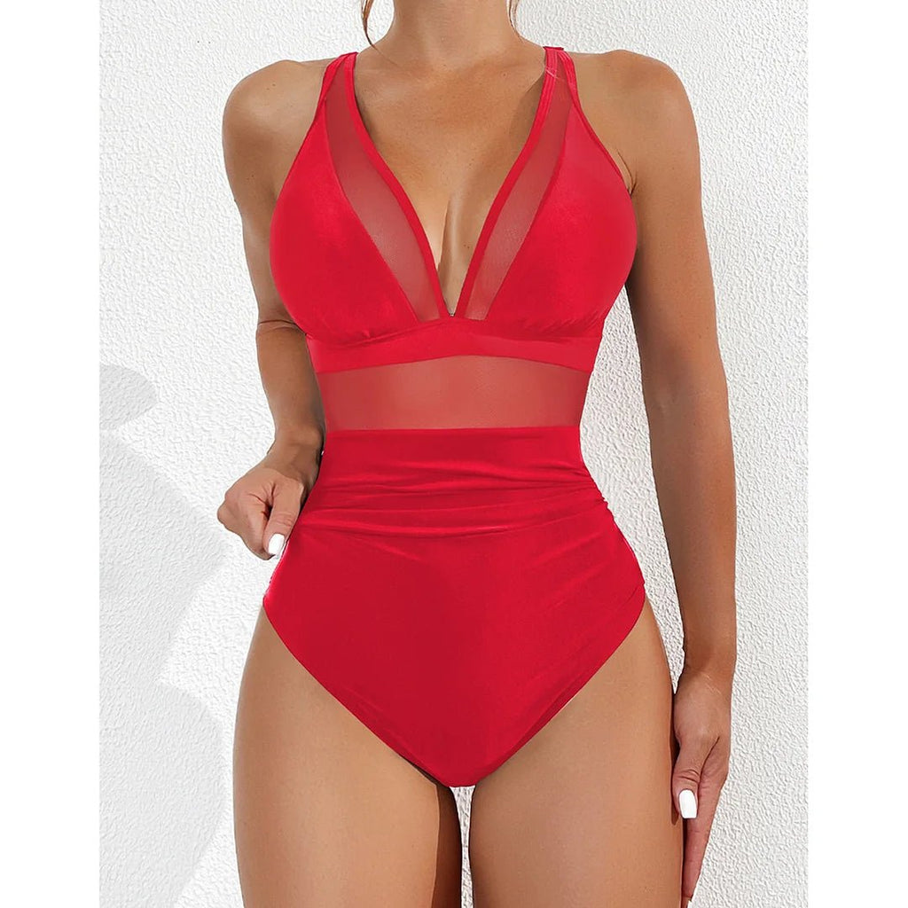 new-sexy-mesh-sheer-v-neck-women-one-piece-swimsuit-3790171 - Easydrop