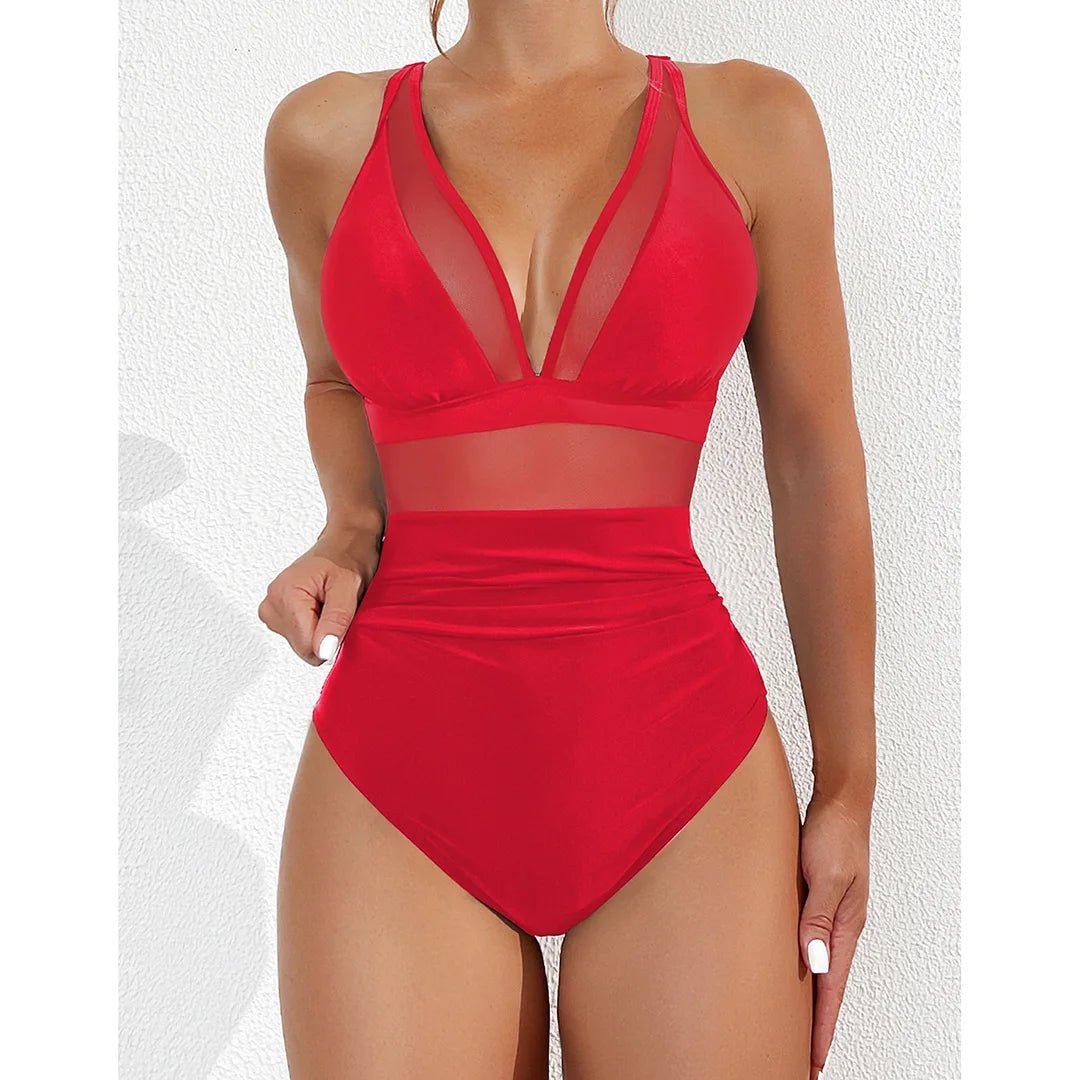 new-sexy-mesh-sheer-v-neck-women-one-piece-swimsuit-3790171 - Easydrop