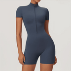 one-piece-yoga-suit-half-zipper-short-sleeved-with-stand-up-collar-1818328 - Easydrop