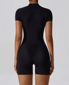 one-piece-yoga-suit-half-zipper-short-sleeved-with-stand-up-collar-2329200 - Easydrop