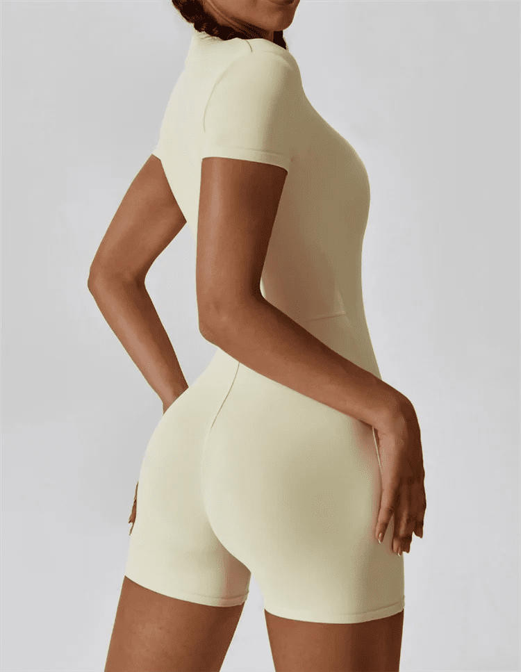 one-piece-yoga-suit-half-zipper-short-sleeved-with-stand-up-collar-2345380 - Easydrop