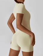 one-piece-yoga-suit-half-zipper-short-sleeved-with-stand-up-collar-2345380 - Easydrop
