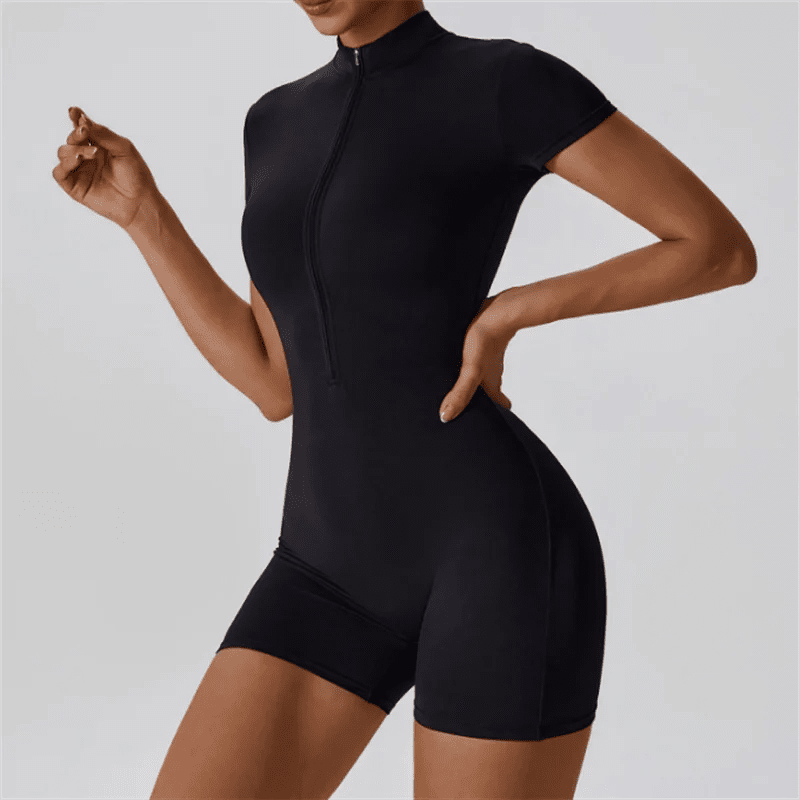 one-piece-yoga-suit-half-zipper-short-sleeved-with-stand-up-collar-4967412 - Easydrop