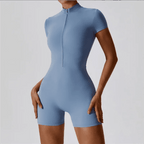 one-piece-yoga-suit-half-zipper-short-sleeved-with-stand-up-collar-7099910 - Easydrop