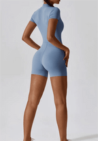 one-piece-yoga-suit-half-zipper-short-sleeved-with-stand-up-collar-9698725 - Easydrop