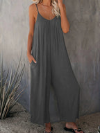 plus-size-new-cross-border-solid-color-pocket-casual-jumpsuit-1091608 - Easydrop