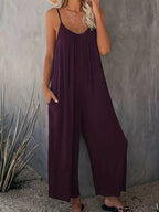 plus-size-new-cross-border-solid-color-pocket-casual-jumpsuit-1350433 - Easydrop