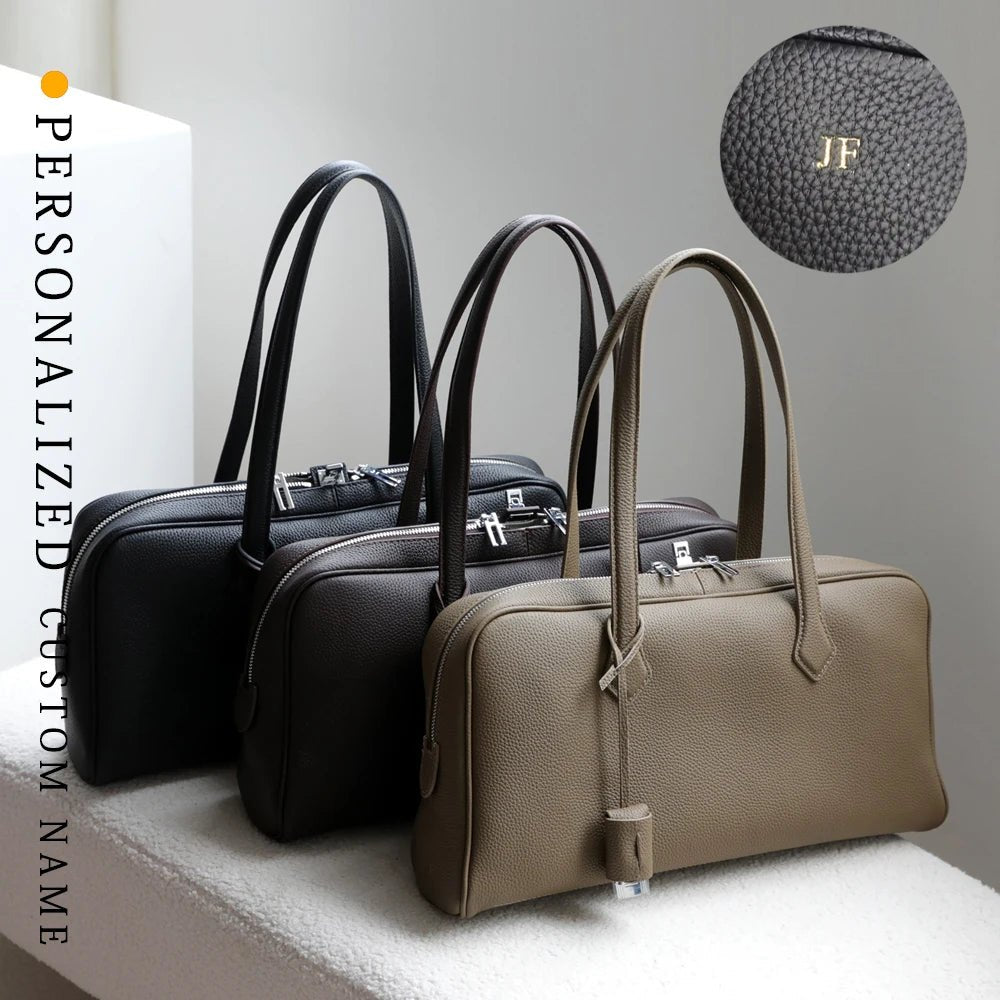 Premium Genuine Leather Boston Bag Womens Shoulder Handbag - Easydrop