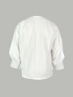 Puff Sleeves Buttoned Solid Color Blouse - Easydrop