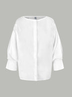 Puff Sleeves Buttoned Solid Color Blouse - Easydrop