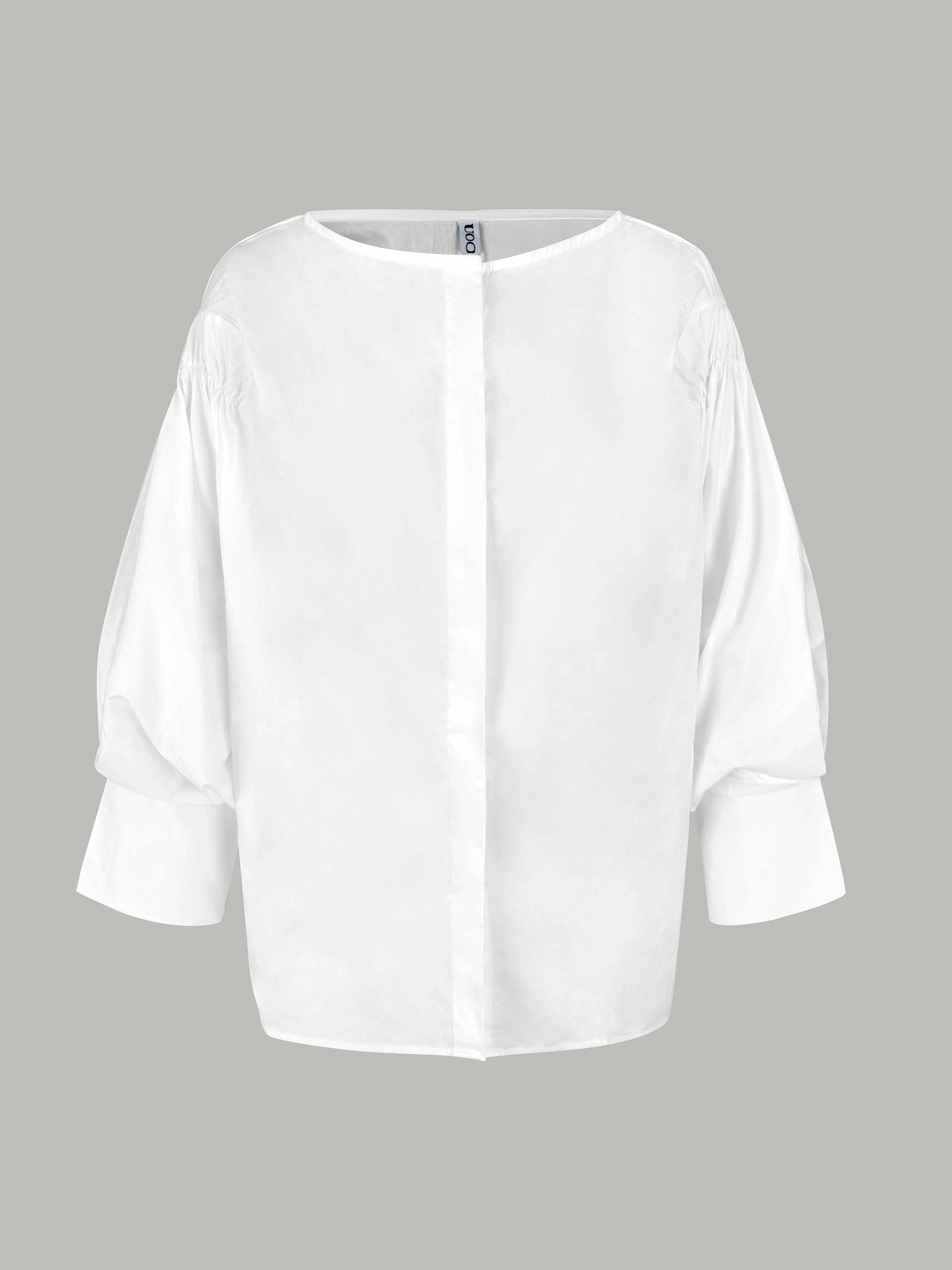 Puff Sleeves Buttoned Solid Color Blouse - Easydrop
