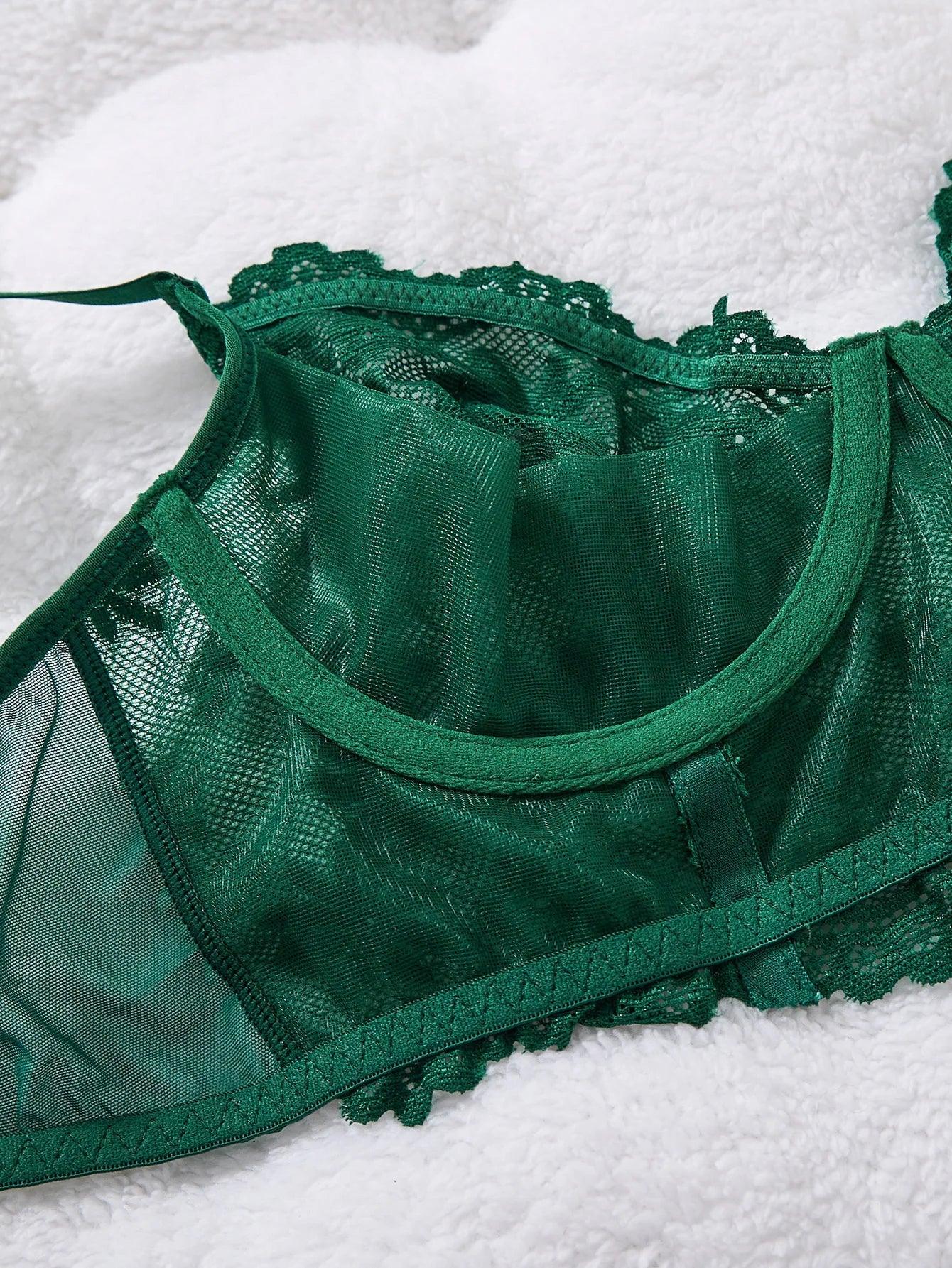 slimline-floral-patterned-exquisite-lace-underwear-set-5513945 - Easydrop