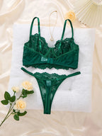 slimline-floral-patterned-exquisite-lace-underwear-set-7763645 - Easydrop