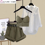 springsummer-fashion-womens-casual-shirt-shorts-three-piece-set-5666461 - Easydrop