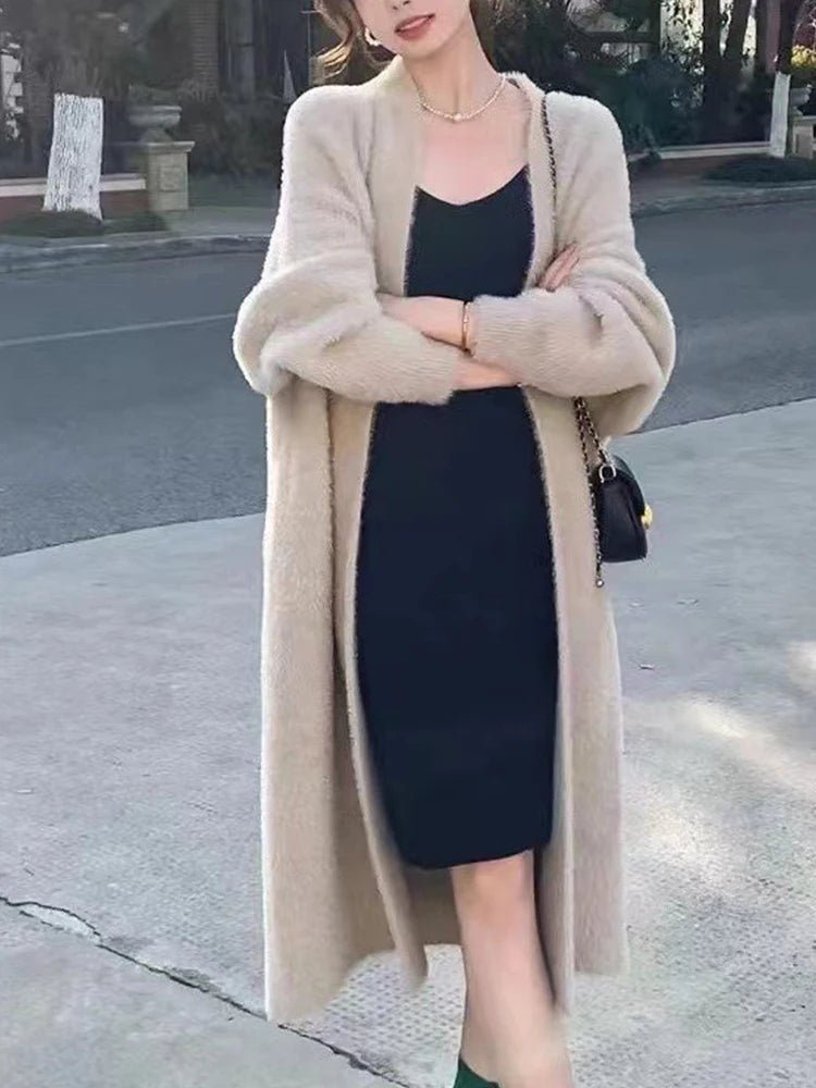 Warm Knee Length Thickened Women Cardigan Coat - Easydrop