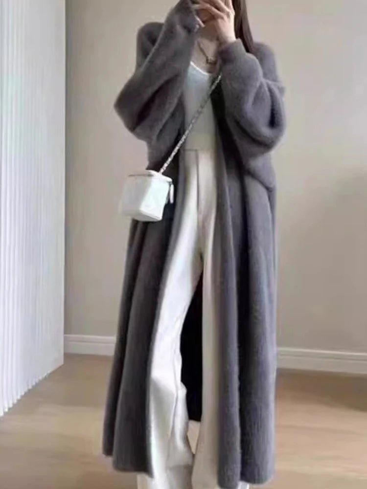 Warm Knee Length Thickened Women Cardigan Coat - Easydrop