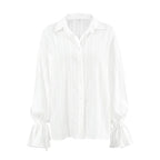 White Long Sleeve Oversize Cotton Chic Shirt For Women - Easydrop