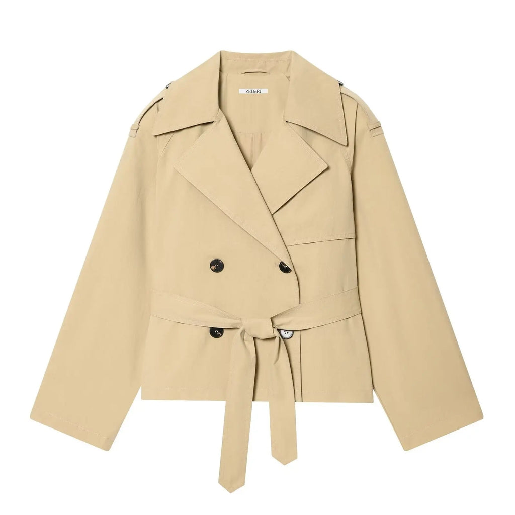 women-elegant-lapel-belt-shoulder-pad-solid-long-sleeve-jacket-5195734 - Easydrop