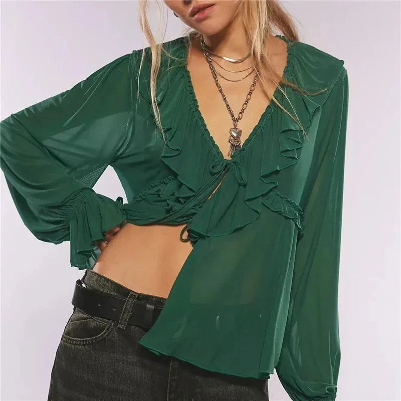 women-sheer-loose-oversized-poncho-blouse-1116879 - Easydrop