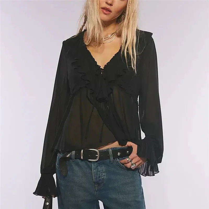 women-sheer-loose-oversized-poncho-blouse-4245067 - Easydrop
