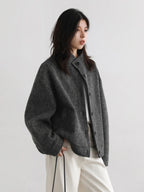 Women Short Woolen Twill Texture Single Breasted Coat - Easydrop
