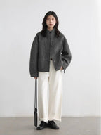 Women Short Woolen Twill Texture Single Breasted Coat - Easydrop