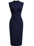 Women Sleeveless, Vintage Knee Length Bodycon Dress - Easydrop