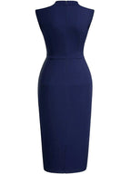 Women Sleeveless, Vintage Knee Length Bodycon Dress - Easydrop