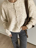 Women's Grey Wool Knitted Cardigan Sweater - Easydrop