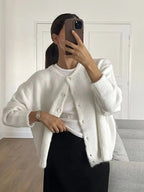 Women's Grey Wool Knitted Cardigan Sweater - Easydrop