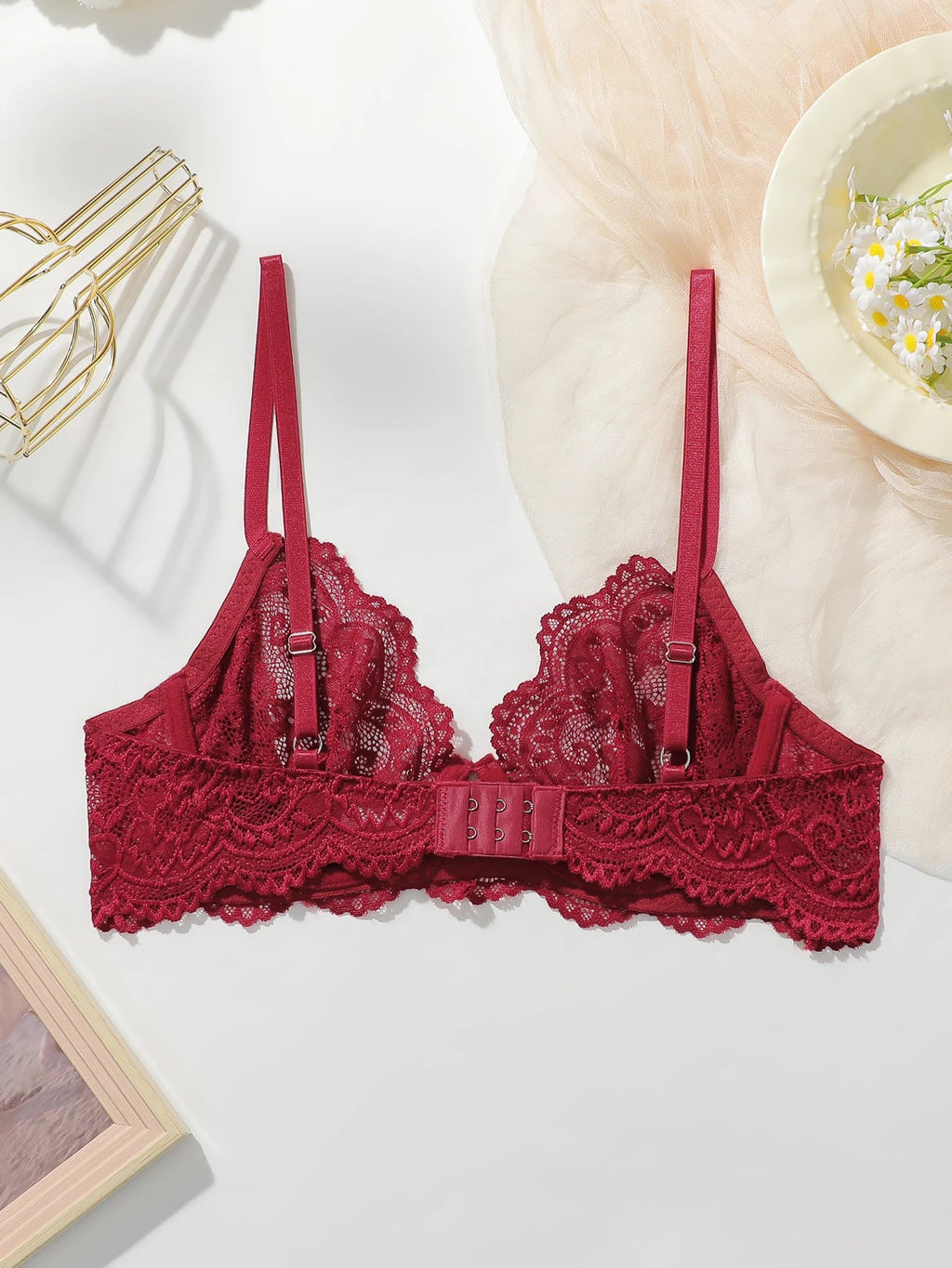 womens-lace-with-steel-ring-gathering-push-up-close-fitting-bra-3543513 - Easydrop
