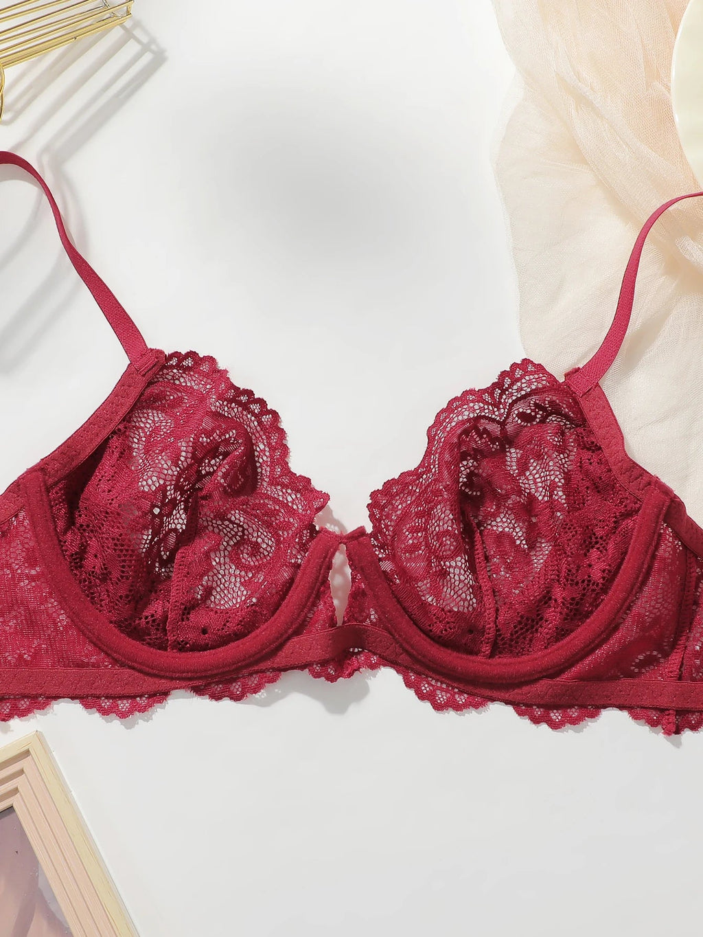 womens-lace-with-steel-ring-gathering-push-up-close-fitting-bra-6835877 - Easydrop