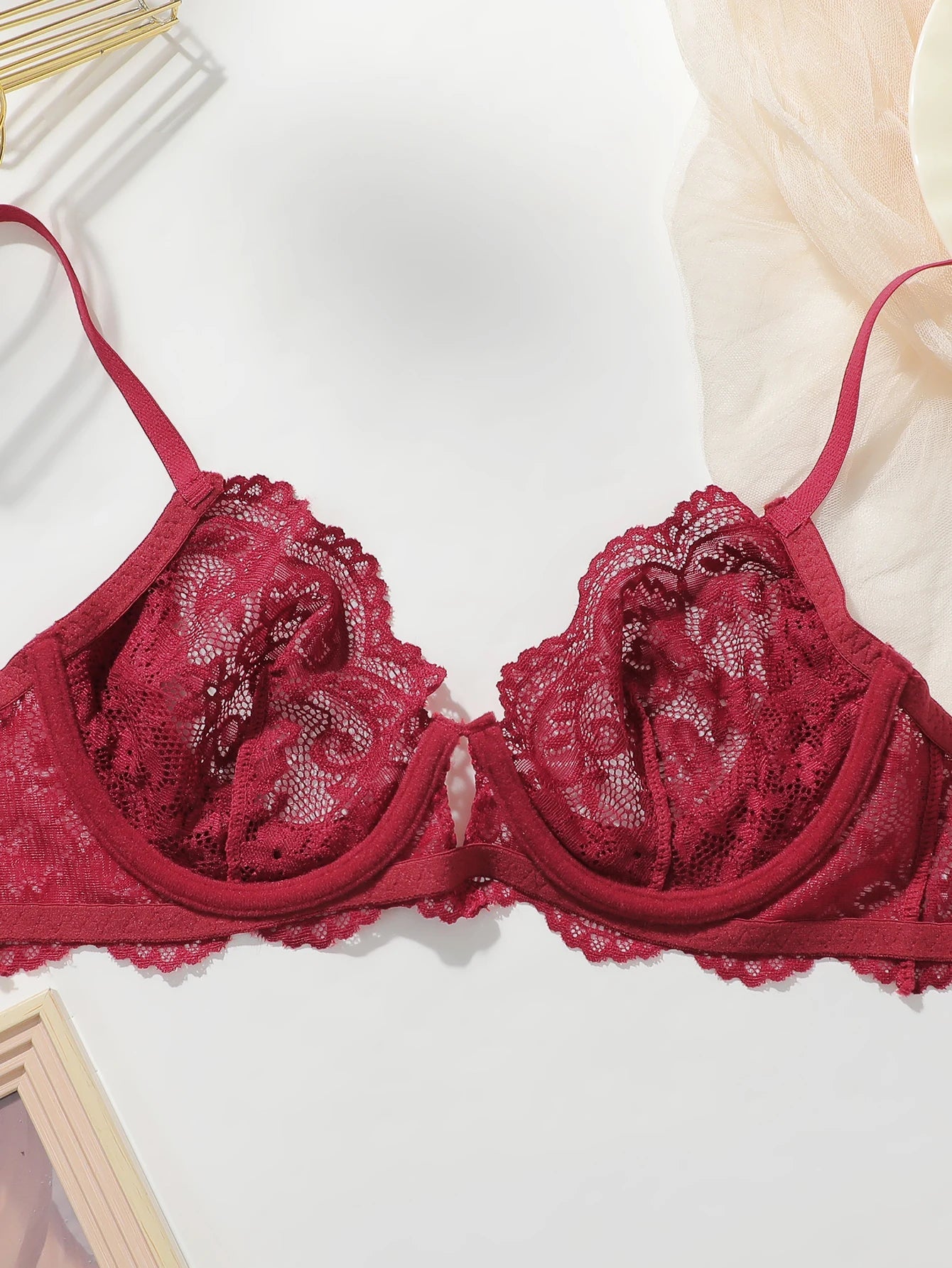 womens-lace-with-steel-ring-gathering-push-up-close-fitting-bra-6835877 - Easydrop